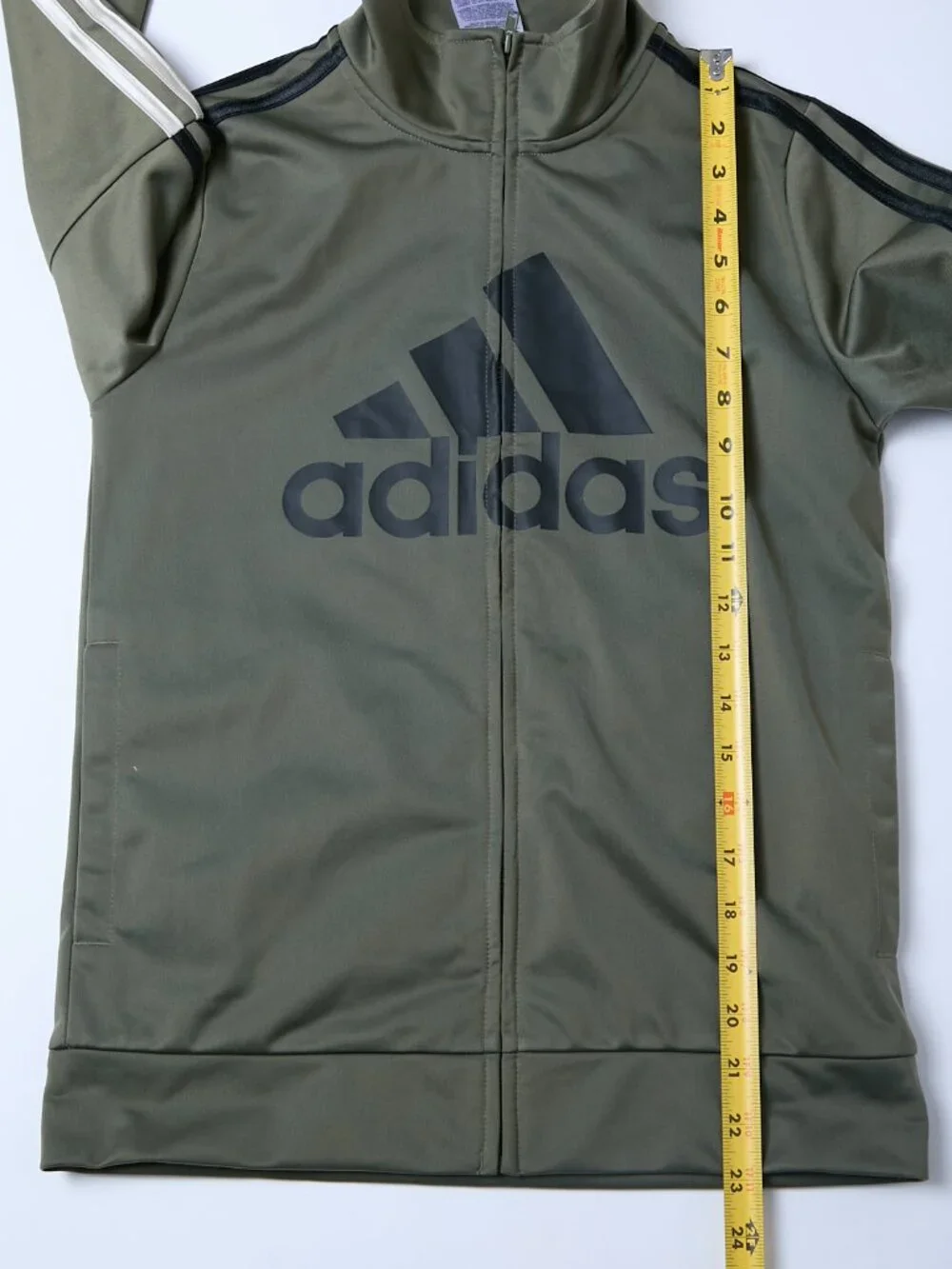 adidas Contrast 3-Stripe Tricot Track Jacket Unisex Big Kids 10/12 olive green